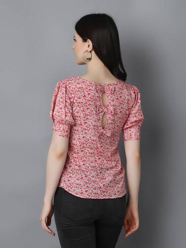 Cotton Stylish Top With Back Bow Details. (Pink)