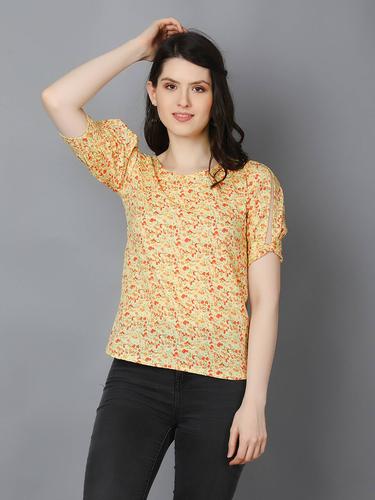 Cotton Stylish Top With Back Bow Details. (Lemon)