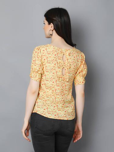 Cotton Stylish Top With Back Bow Details. (Lemon)