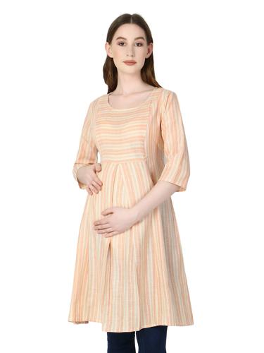 Maternity Feeding Dress With Zippers. (Peach)