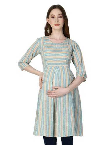 Maternity Feeding Dress With Zippers. (Sky Blue)
