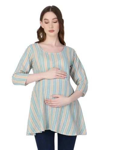 Cotton Maternity Feeding Top With Zippers. (Sky Blue)