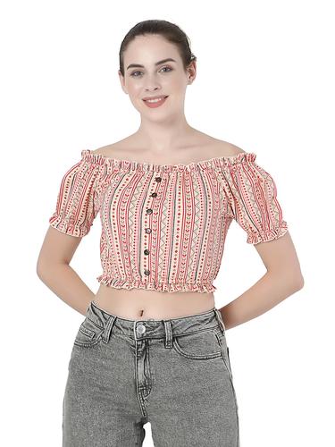 Stylish Ruffled Crop Top (Pink)