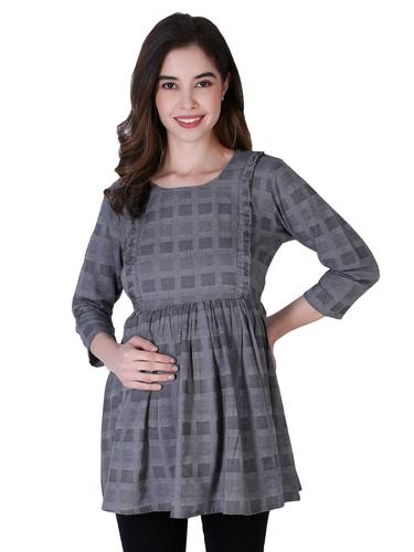 Cotton Stylish Maternity Feeding Top. (Grey)