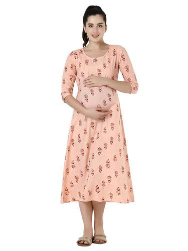 Cotton Maternity Feeding Dress With Zippers For Nursing. (Boota)