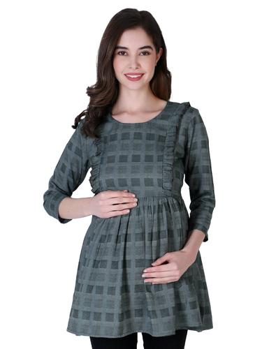 Cotton Stylish Maternity Feeding Top. (Green)