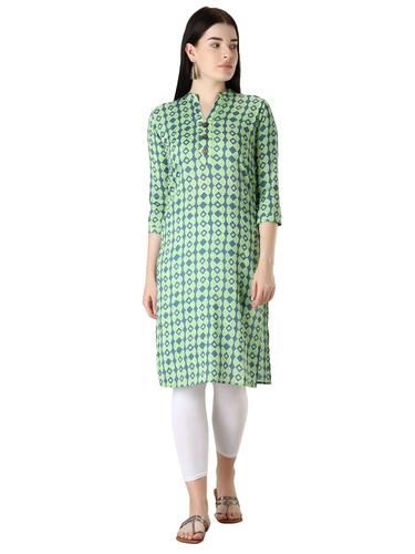 Rayon Abstract Print Kurti. (Green)