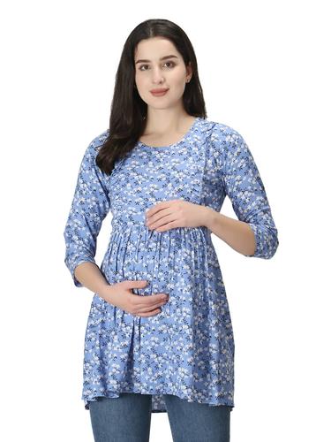 Rayon Stylish Maternity Feeding Top. (Aqua)