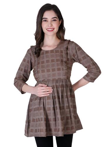 Cotton Stylish Maternity Feeding Top. (Brown)