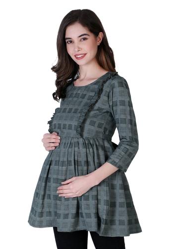 Cotton Stylish Maternity Feeding Top. (Green)