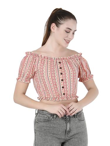 Stylish Ruffled Crop Top (Pink)