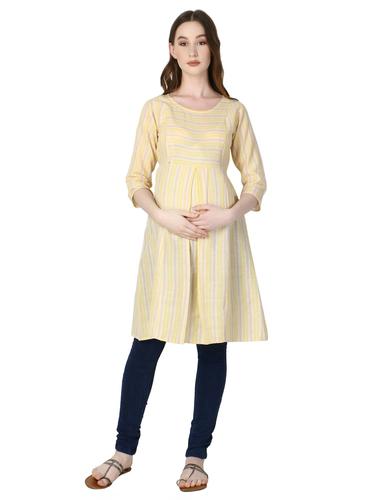 Maternity Feeding Dress With Zippers. (Lemon)