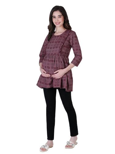 Cotton Stylish Maternity Feeding Top. (Wine)