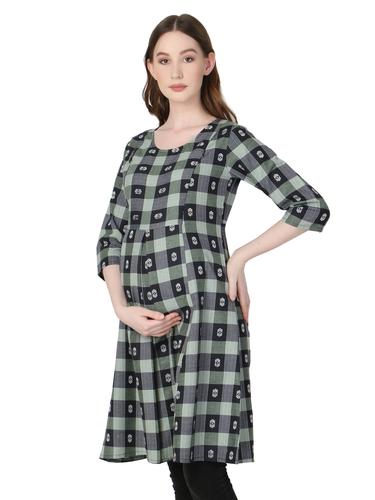 Maternity Feeding Dress With Zippers. (Basil)