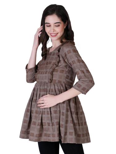 Cotton Stylish Maternity Feeding Top. (Brown)