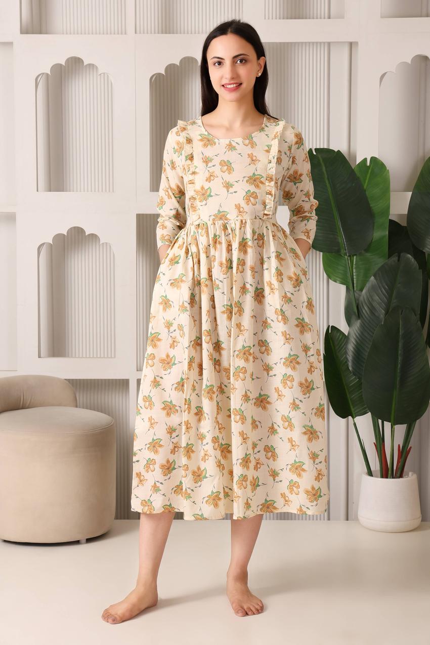 Ever Glow Maternity & Nursing Dress For Women. (Lemon)