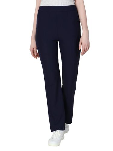 Cotton Twill Wide Legged Trousers. (Navy)