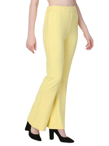 Cotton Twill Wide Legged Trousers. (Lemon)