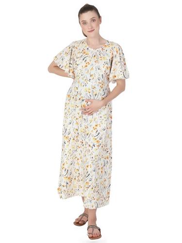 Maternity Nursing Kurti with Zippers For Easy Feeding. (Cream)