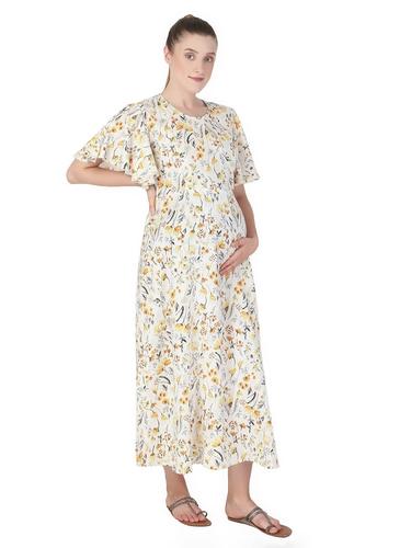 Maternity Nursing Kurti with Zippers For Easy Feeding. (Cream)