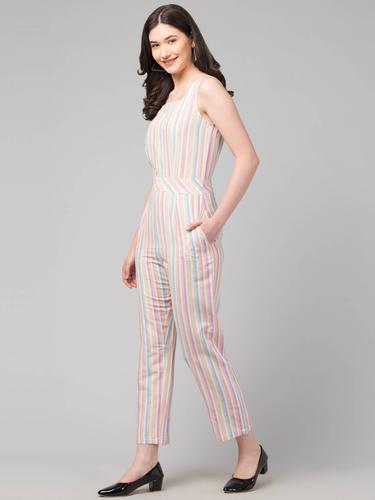 Square Neck Cut Sleeved Jumpsuit. (Pearl)