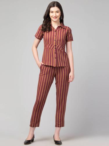 Cotton Co-Ord Set For Women. (Wine)