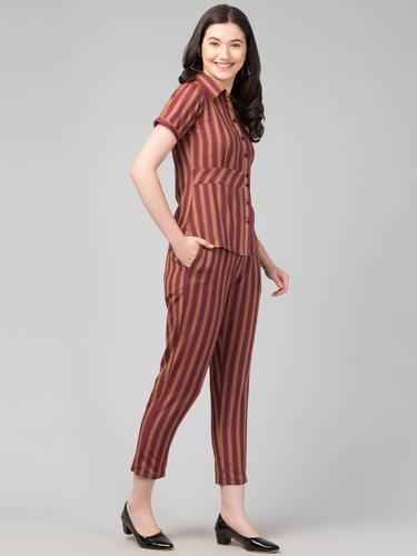 Cotton Co-Ord Set For Women. (Wine)