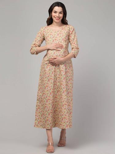 Everyday Essential Maternity & Feeding Dress. (Lemon)
