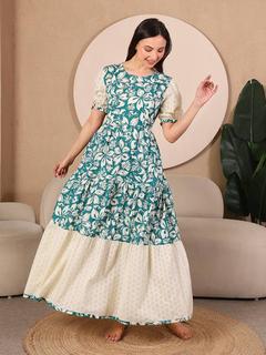 Schiffli Bloom Seamless Maternity Dress. (Green)