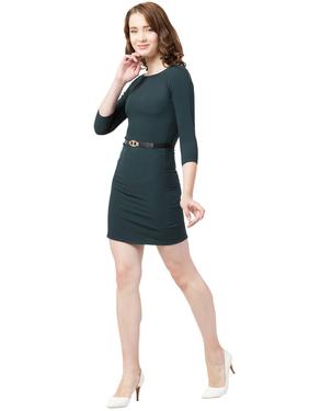 Viscose Moss Bodycon Dress (Bottle Green)