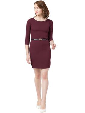 Viscose Moss Bodycon Dress (Wine)